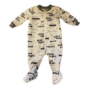 PL Baby 3m Fleece White and Gray Footed Sleeper Blanket